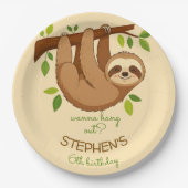 Wanna hang out? sloth kids birthday pappteller (Vorderseite)