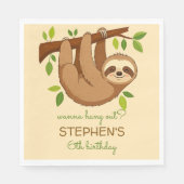 Wanna hang out? sloth kids birthday serviette (Vorderseite)