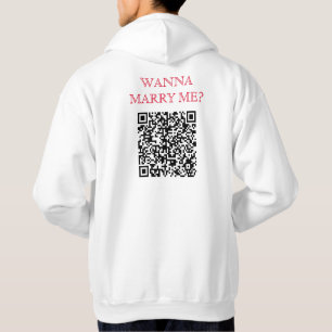 Wanna heiraten mich QR-Code auf der Rückseite Funn Hoodie