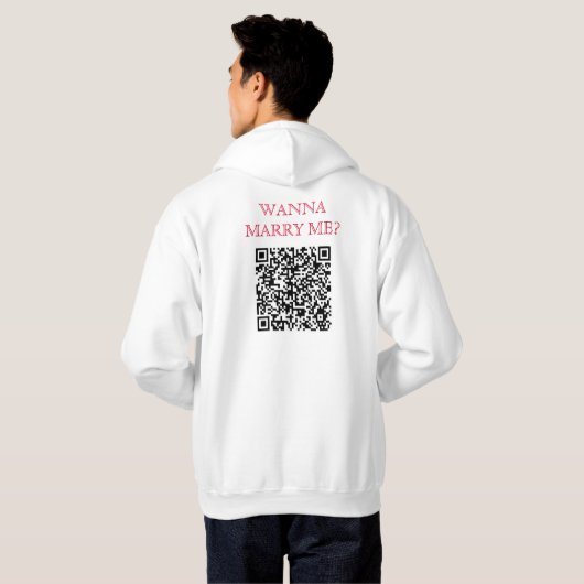 Wanna heiraten mich QR-Code auf der Rückseite Funn Hoodie (Schwarz voll)