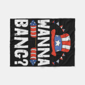 Wanna NG 4. Juli Funny Fireworks Patriotic Ame Fleecedecke (Vorderseite (Horizontal))