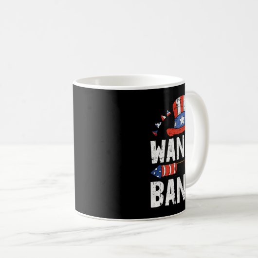 Wanna NG 4. Juli Funny Fireworks Patriotic Ame Kaffeetasse (VorderseiteRechts)