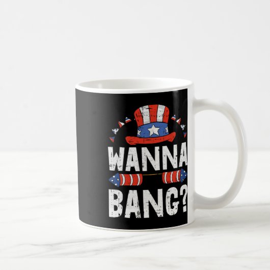 Wanna NG 4. Juli Funny Fireworks Patriotic Ame Kaffeetasse (Rechts)
