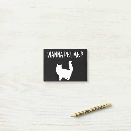Wanna Pet Me Cat Post-it Klebezettel (Auf Schreibtisch)