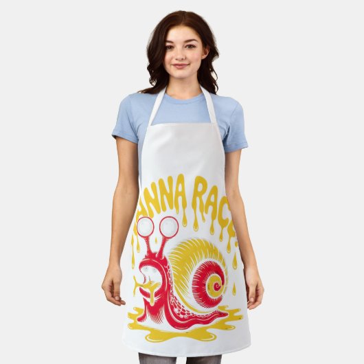 Wanna Race? Funny Melting Snail Ironic All-Over Pr Schürze (Getragen)