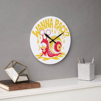 Wanna Race? Funny Melting Snail Ironic Wall Clock Große Wanduhr
