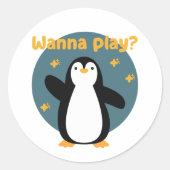 Wanna spielt Kawaii niedlicher Pinguinvogel Runder Aufkleber (Vorderseite)