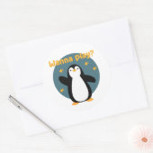 Wanna spielt Kawaii niedlicher Pinguinvogel Runder Aufkleber (Umschlag)