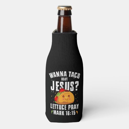 Wanna Taco Bout Jesus Cinco de Mayo Christlich Flaschenkühler (Flaschenvorderseite)