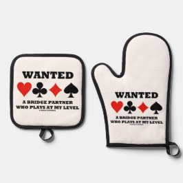 Wanted A Bridge Partner Who Plays At My Level Ofenhandschuh & Topflappen-Set