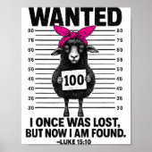 Wanted I Once Was Lost Funny Sheep Quotes Jesus Ch Poster (Vorne)