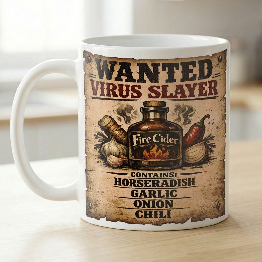 Wanted Poster Fire Cider Virus Slayer Lustig Kaffeetasse