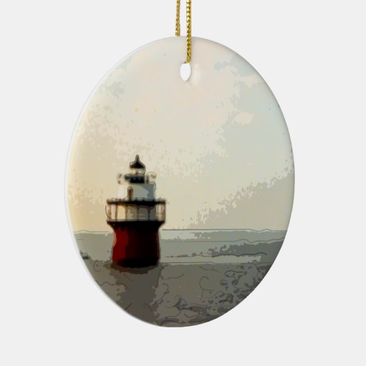 Wanze heller Duxbury Pier-Leuchtturm Keramikornament (Rechts)