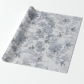Wanze und blaues Grau mit Blumen Geschenkpapier (Ungerollt)
