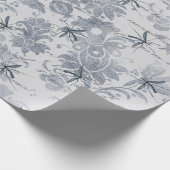 Wanze und blaues Grau mit Blumen Geschenkpapier (Ecke)