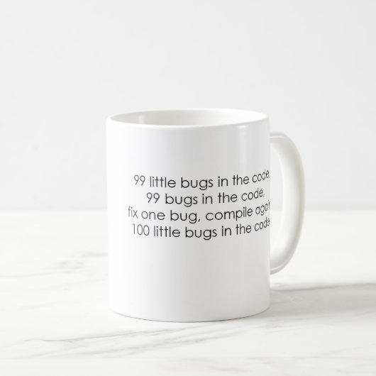 Wanzen in der Code-Tasse Kaffeetasse (VorderseiteRechts)