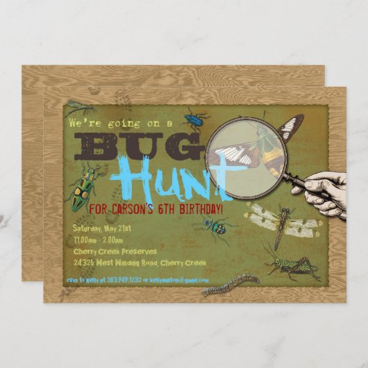 Wanzen-Jagd-Insekten-Party Einladung (Vorne/Hinten)