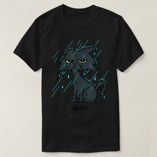 WAP Nasskatze sitzend im Regen Niedliche lustige K T-Shirt (Design vorne)