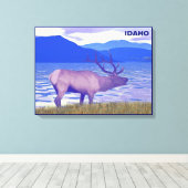Wapiti (Elk) am See Leinwanddruck (Insitu (Holzboden))