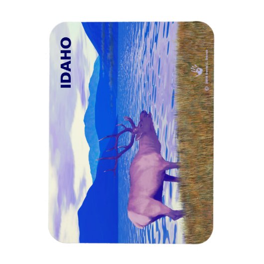 Wapiti (Elk) am See Magnet (Vertikal)