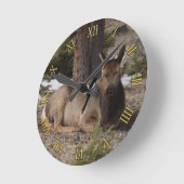 Wapiti (Elk) & Magpie Runde Wanduhr (Winkel)
