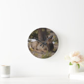 Wapiti (Elk) & Magpie Runde Wanduhr (Zuhause)