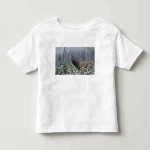 Wapitistier im Schnee rufend, röhrend, Yellowstone Kleinkind T-shirt
