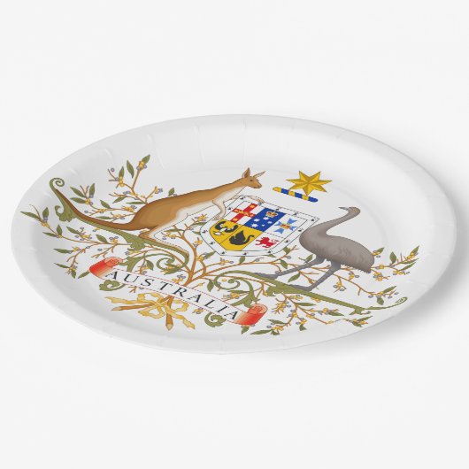 Wappen Australiens Pappteller (Schrägansicht)