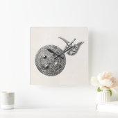 Wappen Axt-Schild-Rüstungs-mittelalterliche Waffe Quadratische Wanduhr (Zuhause)