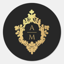 Wappen Black Imitats Gold Elegantes Monogramm 2 In