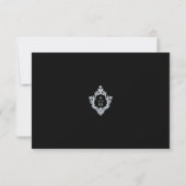 Wappen Black Imitats Silver Wedding Monogram Elega RSVP Karte (Rückseite)