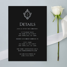 Wappen Black Wedding Details Vintag Monogram Begleitkarte