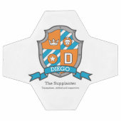 Wappen Brief D orange aquamarine blaue Krone Löwe  Fußball (Flach)