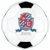 Wappen Buchstabe C, rot-blaue Krone Hund Connor Fußball (Vorderseite)