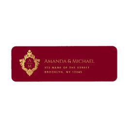 Wappen Burgundy Imitats Gold Elegante Wedding Mono