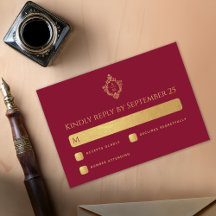 Wappen Burgundy Imitats Gold Elegante Wedding Mono