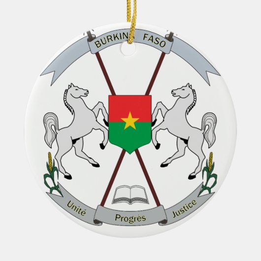 Wappen Burkina Faso - Armoiries Burkina Faso Keramik Ornament (Vorne)