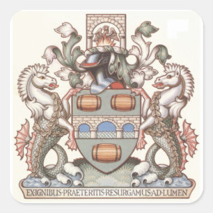 Wappen-Coat Bridgetown - Barbados Quadratischer Aufkleber