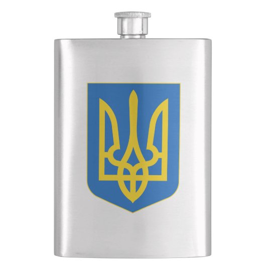 Wappen-Coat in der Ukraine Flachmann (Vorderseite)