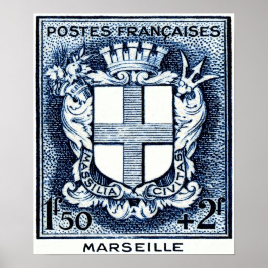 Wappen-Coat, Marseille, Frankreich Poster (Vorne)
