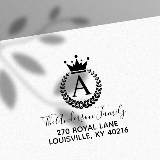 Wappen Crown Wreath Monogram-Rücksendeadresse Gummistempel
