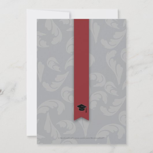 Wappen Curls Muster Abschluss: Silbergrau Einladung (Rückseite)