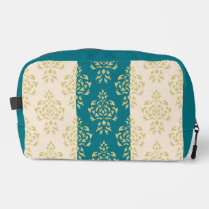 Wappen Damask Muster - Gold auf Aquamarin & Creme Waschbeutel
