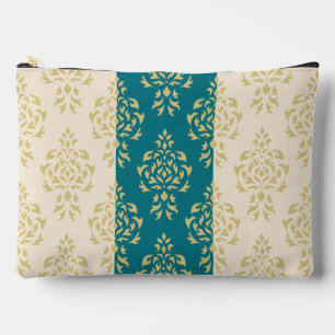 Wappen Damask Muster - Gold auf Aquamarin & Creme Zubehörtasche