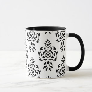 Wappen-Damaskus-Wiederholungsmuster – Schwarz auf Tasse
