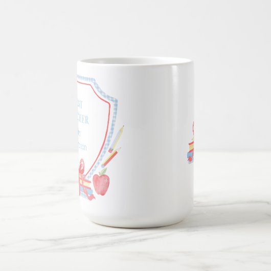 Wappen der besten Lehrerin Gingham School Kaffeetasse (Mittel)