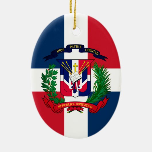 Wappen der Dominikanischen Republik Keramik Ornament (Hinten)