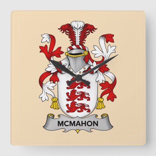 Wappen der Familie McMahon Quadratische Wanduhr (Vorderseite)