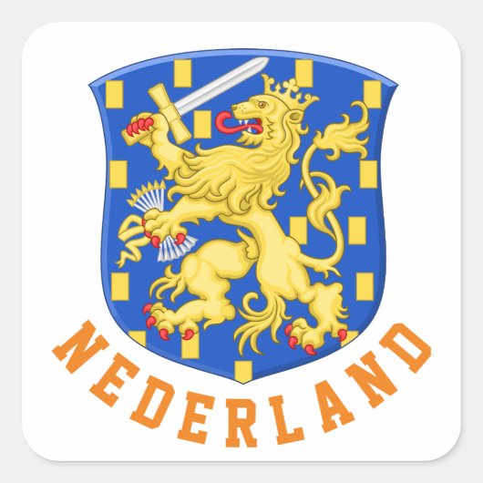 Wappen der Niederlande Quadratischer Aufkleber (Vorderseite)