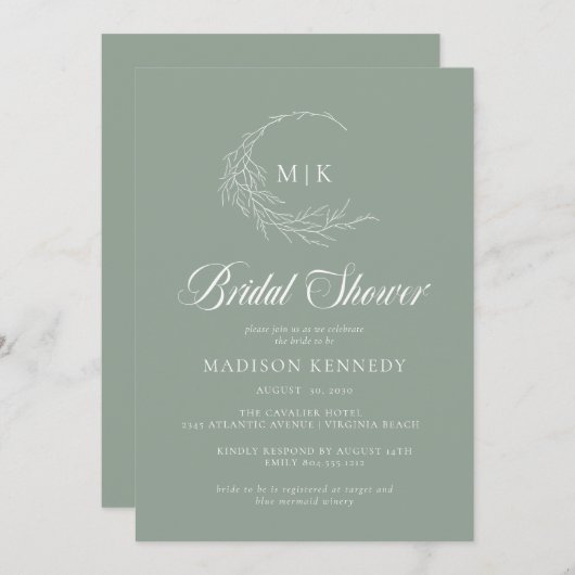 Wappen der Packungsbeilage Monogramm Brautparty Einladung (Vorne/Hinten)